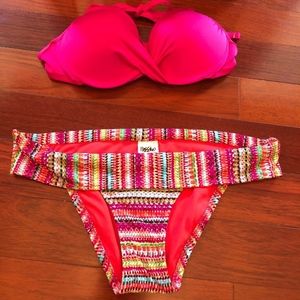 Mossimo Pink Multicolor Colorful Bikini Set Small